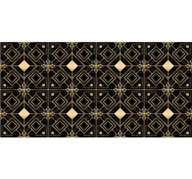 Sort og gylden art deco mønster klistermærke - TenStickers