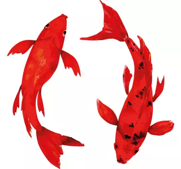 Røde fisk svømning akvarel fiske stickers - TenStickers