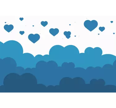 Blå hjerte sky mønster mærkater til møbler - TenStickers