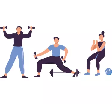 Træning mennesker illustration væg indretning - TenStickers