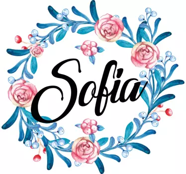 Vinterblomsterkrone med navn plante stickers - TenStickers
