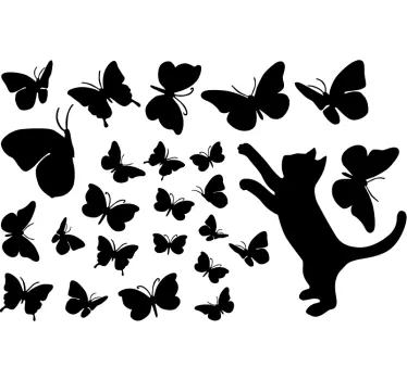 Kat sommerfugl sticker - TenStickers