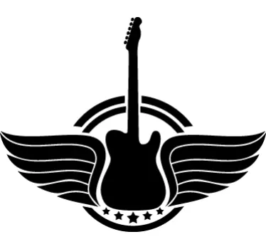 Guitar med vinger logo klistermærke - TenStickers