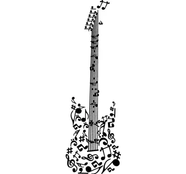 Musiknoter guitar vægklistermærke - TenStickers
