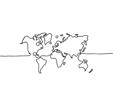 Line art verden wall stickers verdenskort - TenStickers