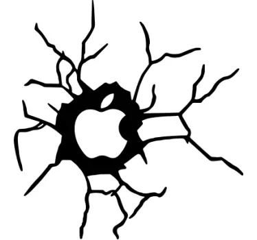 Ødelagt væg apple logo 3D sticker - TenStickers