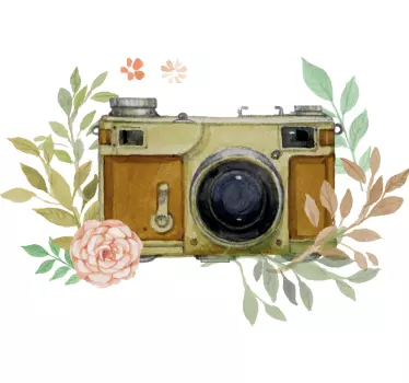 Gamle kamera med blomster klistermærke - TenStickers