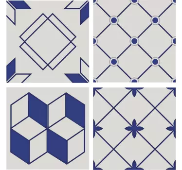 Blå geometriske flise stickers - TenStickers