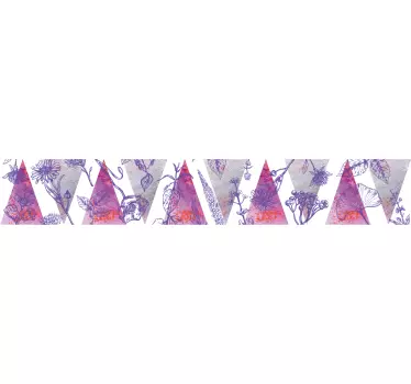 Digital lavendel blomstret kantbånd sticker - TenStickers