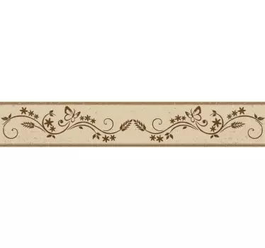Blomster kant med sommerfugle klistermærke - TenStickers