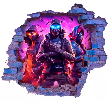 Tre maskerade krigere 3D wallsticker - TenStickers
