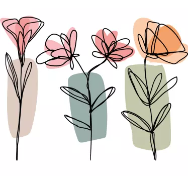 Linjekunst blomster wallsticker blomster - TenStickers