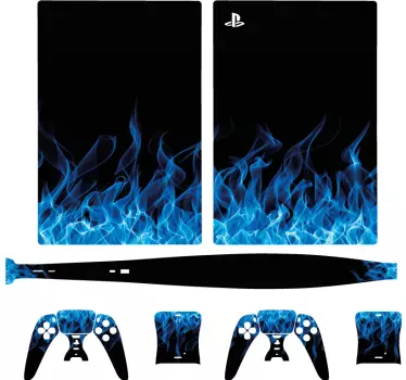 Blå flammer  controller ps5 cover - TenStickers