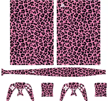 Pink dyreprint mønster ps5 cover - TenStickers