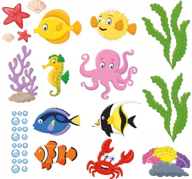 Tegneserie fisk badeværelse wallsticker - TenStickers