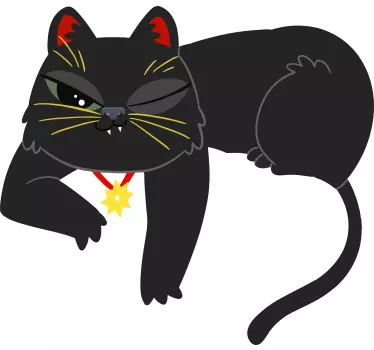 Sort kat klistermærke til børneværelset - TenStickers