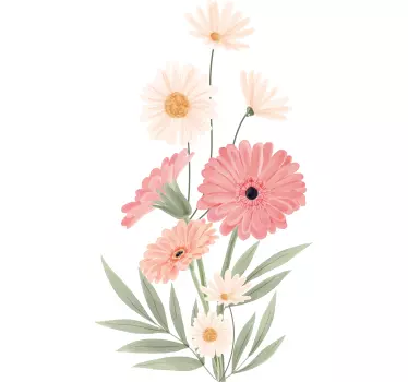 Lyserøde tusindfryd badeværelse wallsticker - TenStickers