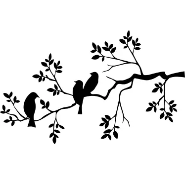 Gren med fugle Træ wallsticker - TenStickers