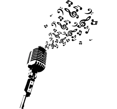 Mikrofon og musiknoter vintage vægdekor - TenStickers