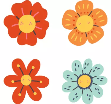 Retro blomster klistermærke til bil - TenStickers