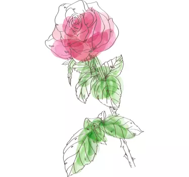 Akvarel rose blomster vægoverføringsbillede - TenStickers