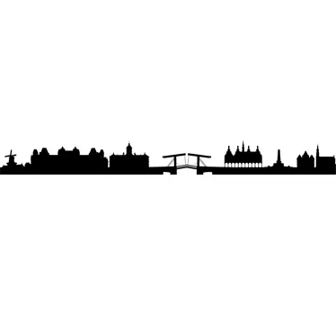 Amsterdam silhuet skyline wallsticker - TenStickers