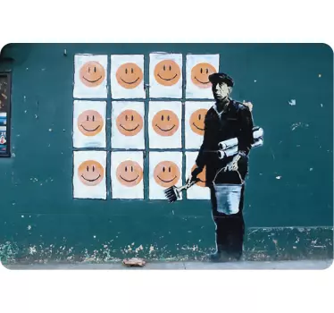 Banksy smiler bærbar hudmærkat - TenStickers