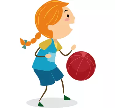 Basketball pige tegning basketball væg klistermærke - TenStickers