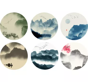 Bjerge og træer natur vægoverføringsbillede - TenStickers