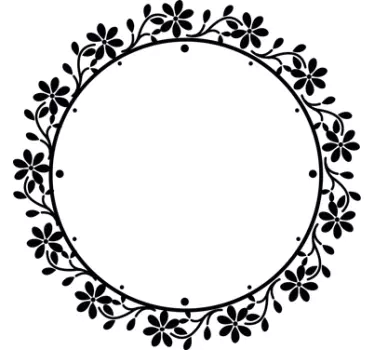 Blomster cirkel ramme ur klistermærke - TenStickers
