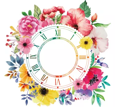 Blomster minimalisme klistermærke ur - TenStickers