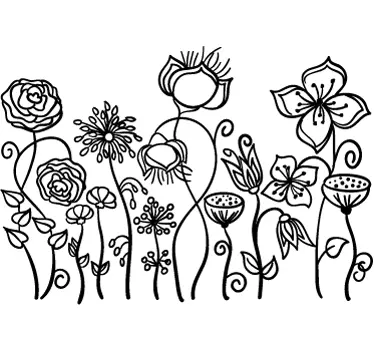 Blomster tegnet illustration dekal - TenStickers
