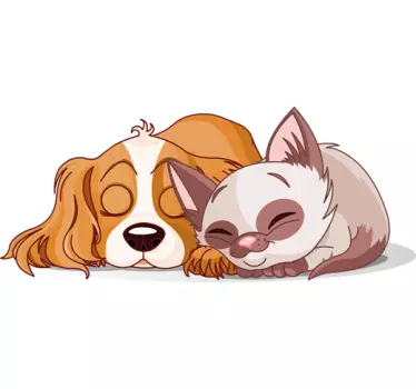 Børn klistermærker sovende kat & hund - TenStickers