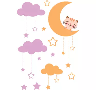 Børne måne stjerner og sky sticker - TenStickers