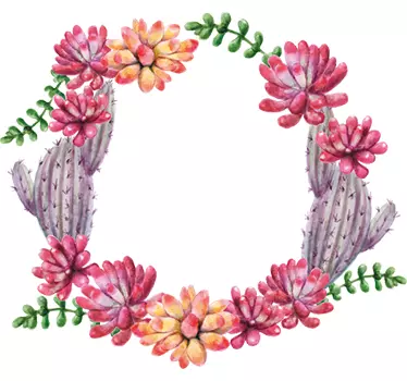 Cirkel kaktus blomst væg klistermærke - TenStickers