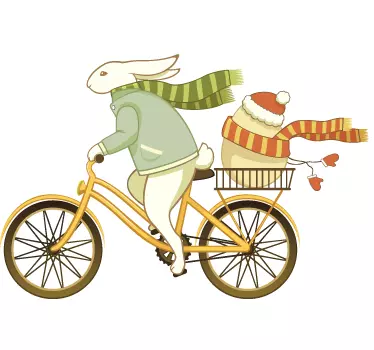Cykel påske bunny væg klistermærke - TenStickers