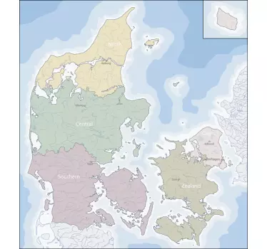 Dansk politisk kortplacering klistermærke - TenStickers