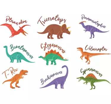 Dinosaurer med navne hjemme væg klistermærke - TenStickers