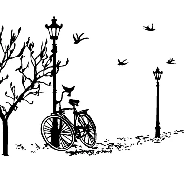 Efterårs wallsticker efterladt cykel - TenStickers