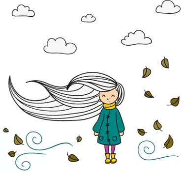 Efterårs wallsticker pige blade - TenStickers