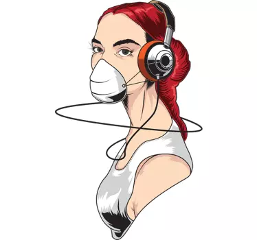 Elsker musik pige mærkat - TenStickers