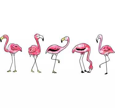 Flamingo wall border sticker - TenStickers