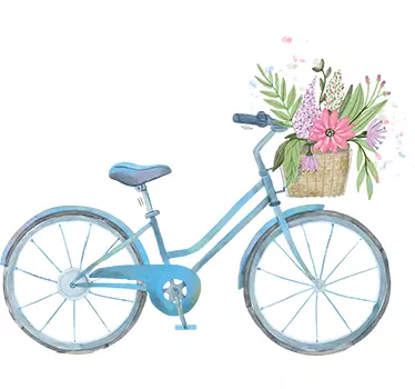 Forår cykel blomster vægoverføringsbillede - TenStickers