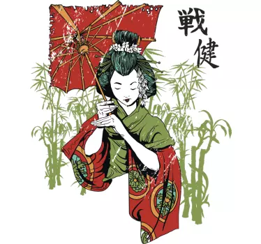 Geisha tegning vægklistermærke - TenStickers