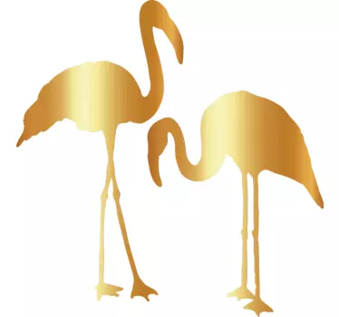 Guld flamingo vægklistermærke - TenStickers