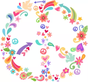 Hippie fredsskilt blomster vægoverføringsbillede - TenStickers