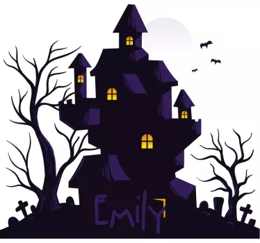 Hjemsøgt hus med navn halloween vægklistermærke - TenStickers