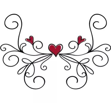 Hjerte ornamental valentinsdag væg mærkat - TenStickers