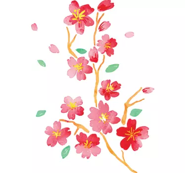 Japansk forår blomster vægoverføringsbillede - TenStickers