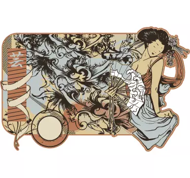 Japansk ukiyo-e modernistisk vægklistermærke - TenStickers